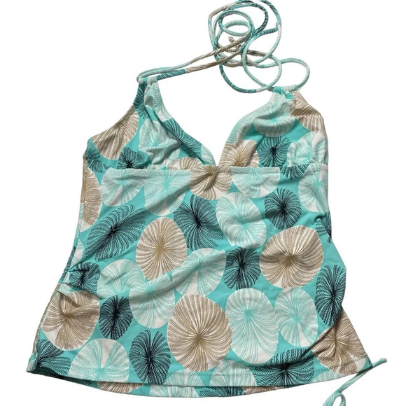 Diane Von Furstenberg Botanical Print Tankini Set in Blue/Brown Size M - Picture 7 of 9